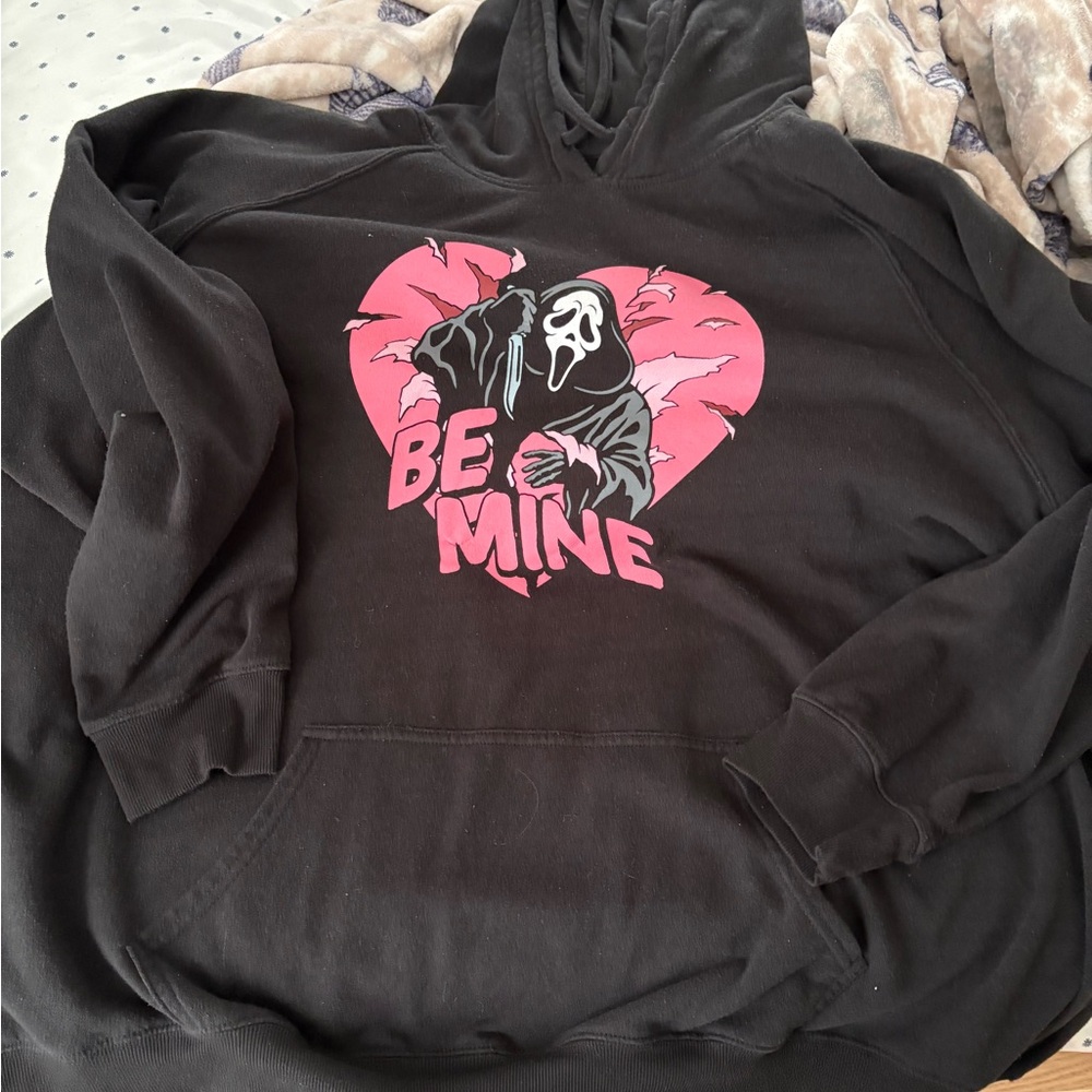 Black 'Be Mine' Scream Graphic Hoodie